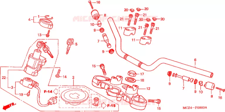 GUIDON - TE DE FOURCHE Honda MOTO 900 HORNET 2005  CB900F5_A