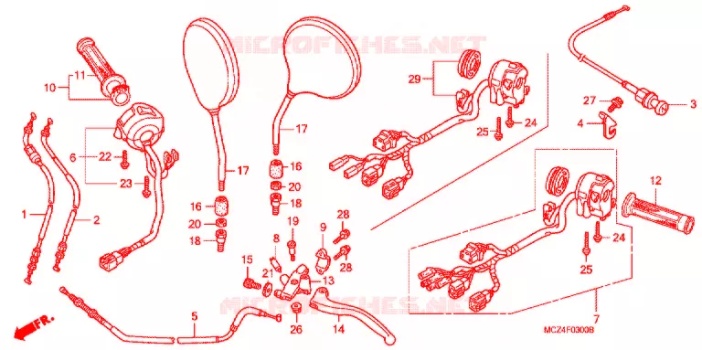 LEVIER DE GUIDON - CABLE - COMMODO Honda MOTO 900 HORNET 2005  CB900F5_A