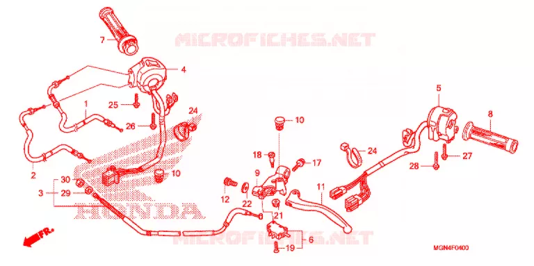 LEVIER DE GUIDON - CABLE - COMMODO Honda MOTO 600 CBF 2010  CBF600SAA