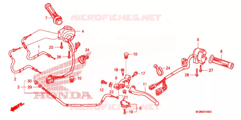 LEVIER DE GUIDON - CABLE - COMMODO Honda MOTO 600 CBF 2012  CBF600SAC