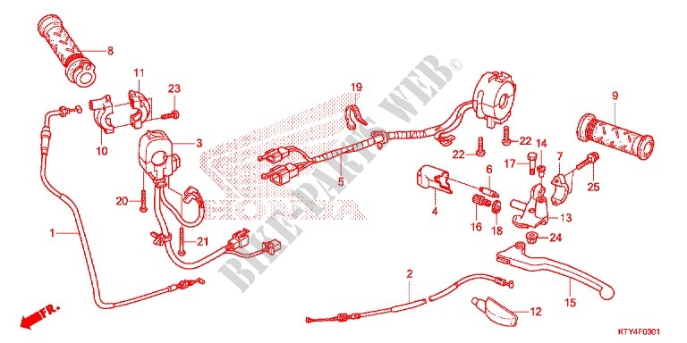 LEVIER DE GUIDON   CABLE   COMMODO (CBR125RW'11/R'12/RS'12/RT'12) pour Honda CBR 125 de 2011