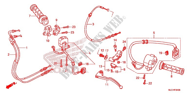LEVIER DE GUIDON   CABLE   COMMODO pour Honda CBR 600 RR ABS RED de 2017