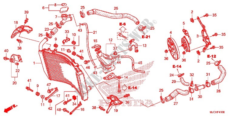 RADIATEUR pour Honda CBR 600 RR ABS RED de 2017