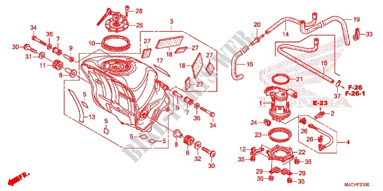 RESERVOIR A CARBURANT   POMPE A ESSENCE pour Honda CBR 600 RR ABS RED de 2017