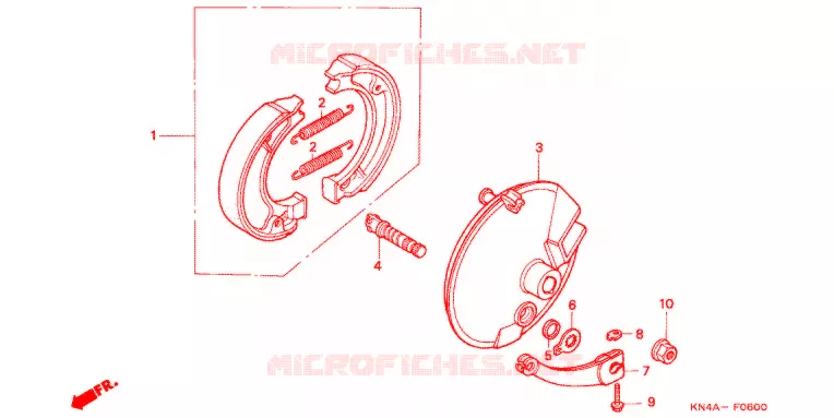 FLASQUE - MACHOIRES DE FREIN AVANT Honda MOTO 100 CRF 2004  CRF100F4
