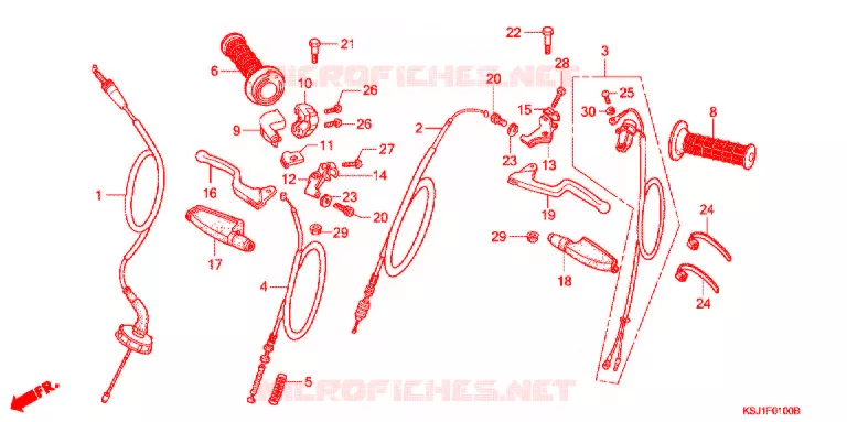 LEVIER DE GUIDON - CABLE Honda MOTO 100 CRF 2004  CRF100F4