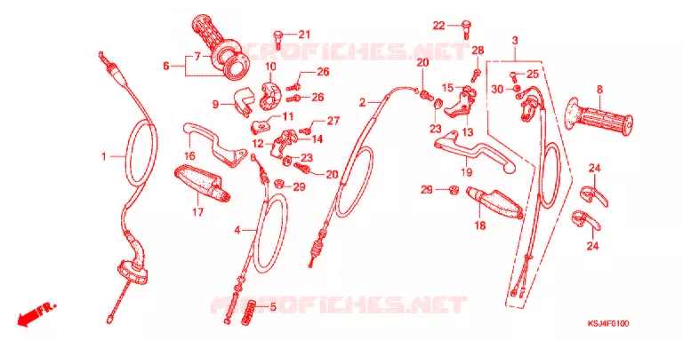 LEVIER DE GUIDON - CABLE Honda MOTO 100 CRF 2006  CRF100F6