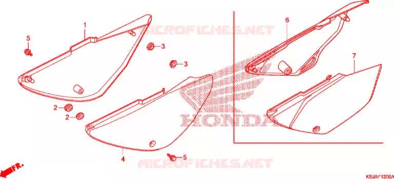 COUVERCLES LATERAUX Honda MOTO 100 CRF 2009  CRF100F9