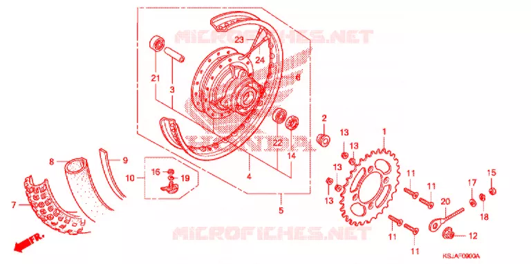 ROUE ARRIERE Honda MOTO 100 CRF 2009  CRF100F9