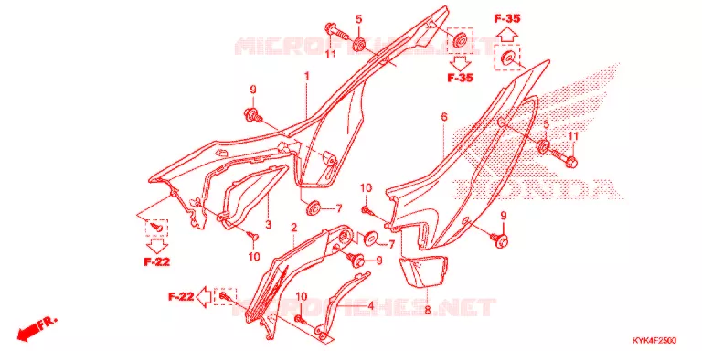 COUVERCLES LATERAUX Honda MOTO 110 CRF 2016  CRF110FG