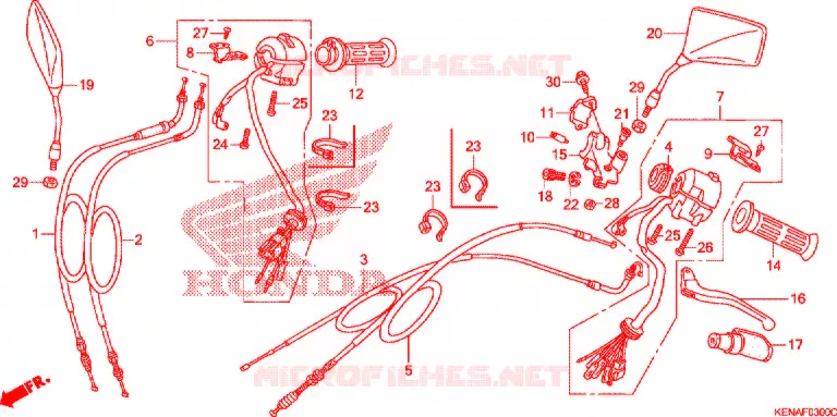 LEVIER DE GUIDON - CABLE - COMMODO Honda MOTO 250 REBEL 2007  CMX250C7