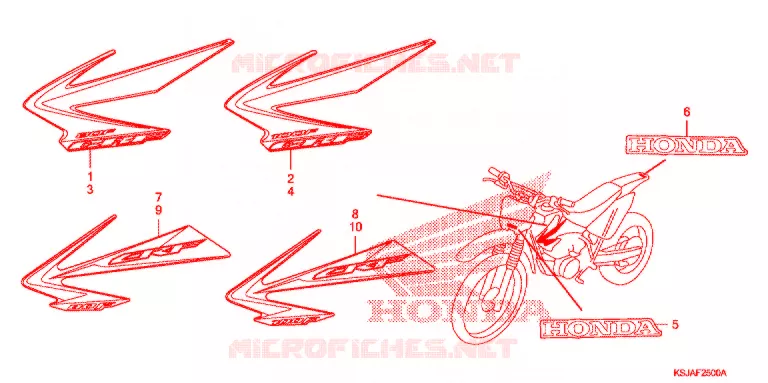 AUTOCOLLANTS (CRF80F'08-'10/CRF100F'08-'10) Honda MOTO 100 CRF 2009  CRF100F9