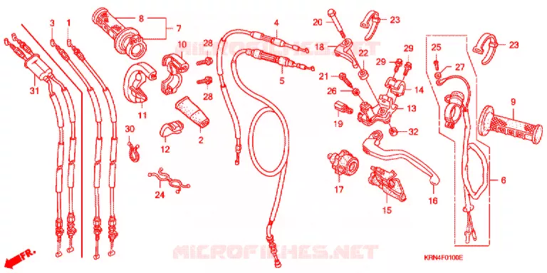LEVIER DE GUIDON - CABLE - COMMODO Honda MOTO 250 CRF 2006  CRF250R6