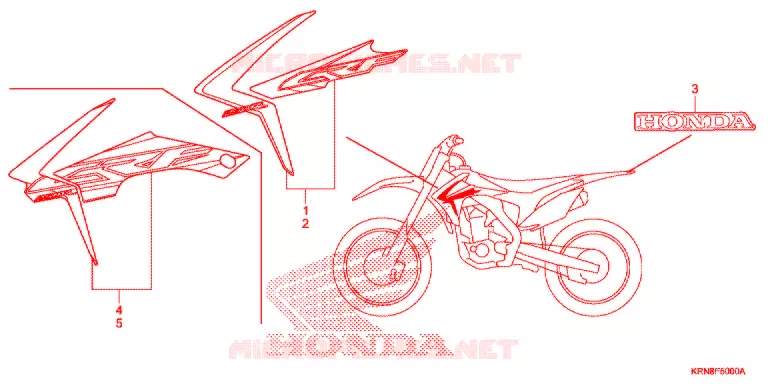 AUTOCOLLANTS Honda MOTO 250 CRF 2016  CRF250RG