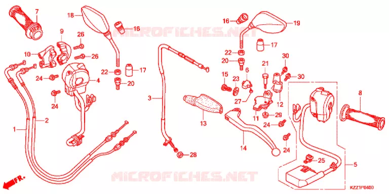 LEVIER DE GUIDON - CABLE - COMMODO Honda MOTO 250 CRF 2013  CRF250ME