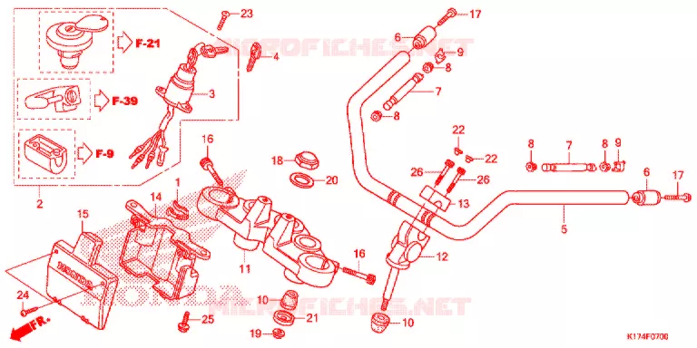 GUIDON Honda MOTO 250 REBEL 2016  CMX250XG