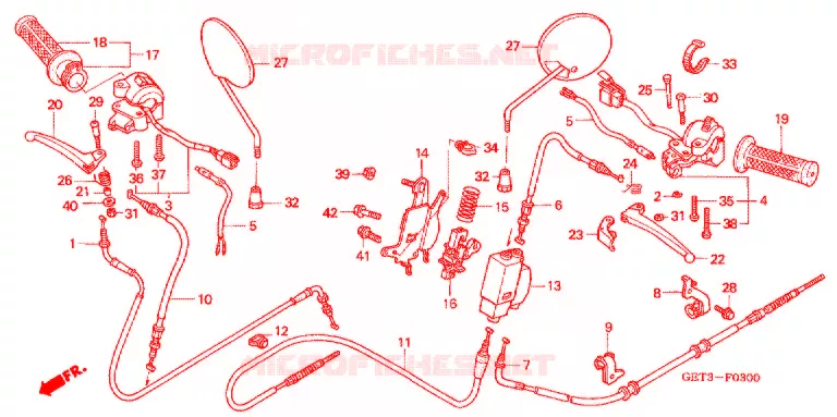 LEVIER DE GUIDON - CABLE - COMMODO Honda SCOOTER 50 JAZZ 2002  CHF502