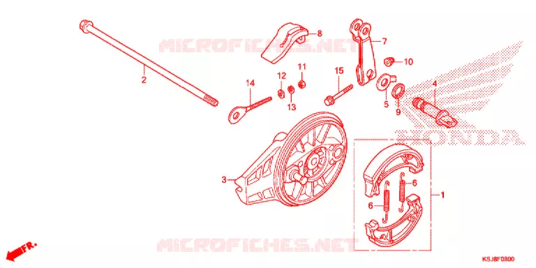FLASQUE - MACHOIRES DE FREIN ARRIERE Honda MOTO 100 CRF 2012  CRF100FC