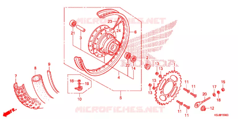 ROUE ARRIERE Honda MOTO 100 CRF 2012  CRF100FC