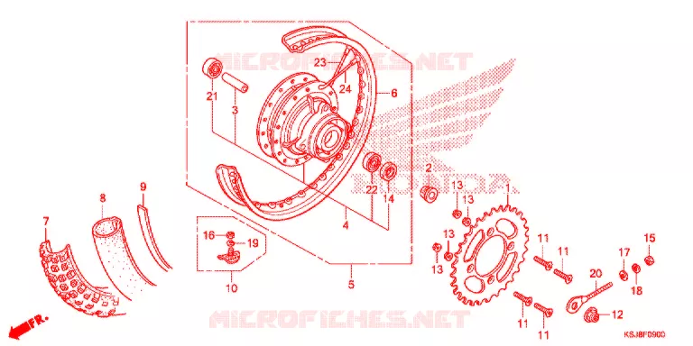 ROUE ARRIERE Honda MOTO 100 CRF 2013  CRF100FD