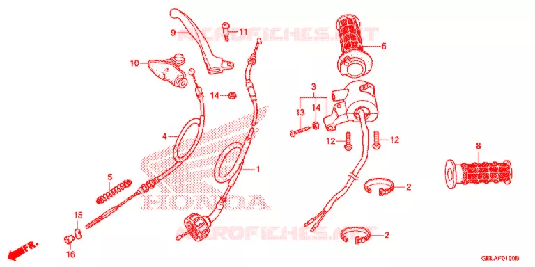 LEVIER DE GUIDON - CABLE - COMMODO Honda MOTO 50 CRF 2005  CRF50F5