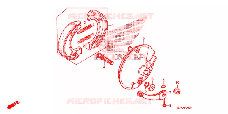 FLASQUE - MACHOIRES DE FREIN AVANT Honda MOTO 70 CRF 2004  CRF70F4