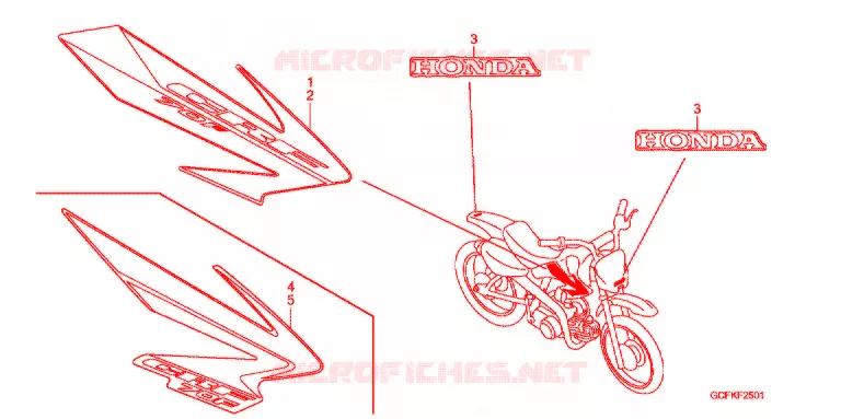 AUTOCOLLANTS (CRF70F6/7) Honda MOTO 70 CRF 2006  CRF70F6