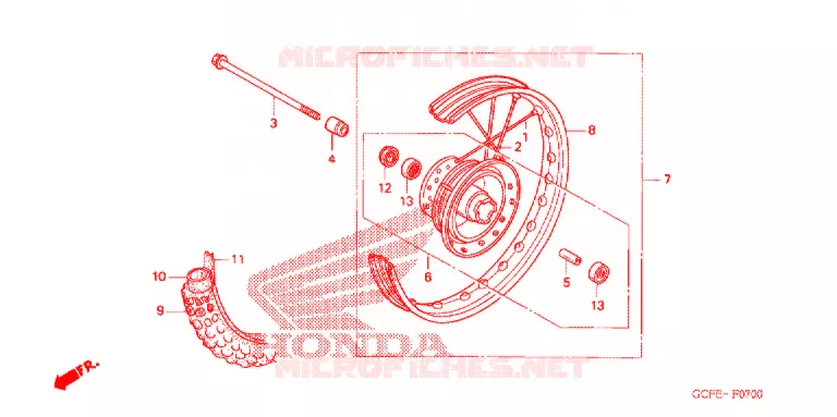 ROUE AVANT Honda MOTO 70 CRF 2009  CRF70F9