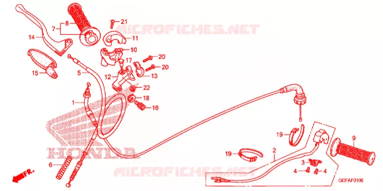 LEVIER DE GUIDON - CABLE - COMMODO Honda MOTO 70 CRF 2010  CRF70F9