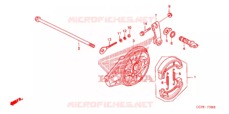 FLASQUE - MACHOIRES DE FREIN ARRIERE Honda MOTO 50 CRF 2012  CRF70FC