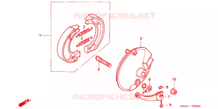 FLASQUE - MACHOIRES DE FREIN AVANT Honda MOTO 80 CRF 2004  CRF80F4