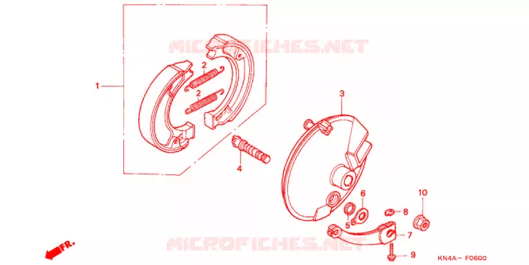 FLASQUE - MACHOIRES DE FREIN AVANT Honda MOTO 80 CRF 2005  CRF80F5