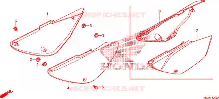 COUVERCLES LATERAUX Honda MOTO 80 CRF 2011  CRF80FB