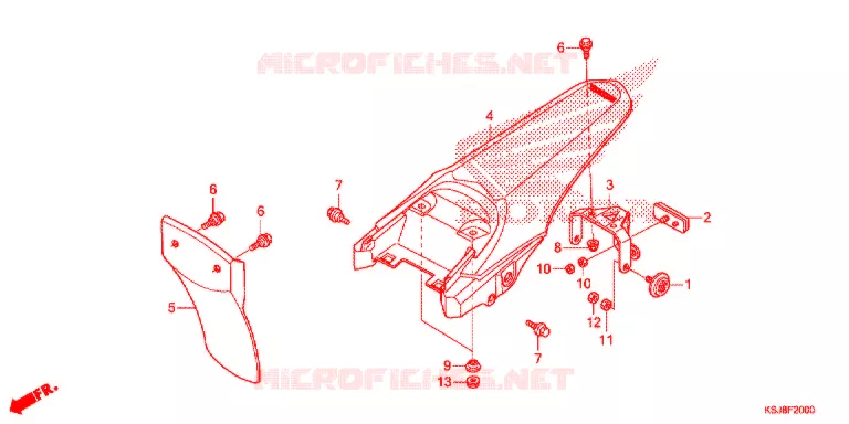 GARDE-BOUE ARRIERE Honda MOTO 80 CRF 2013  CRF80FD