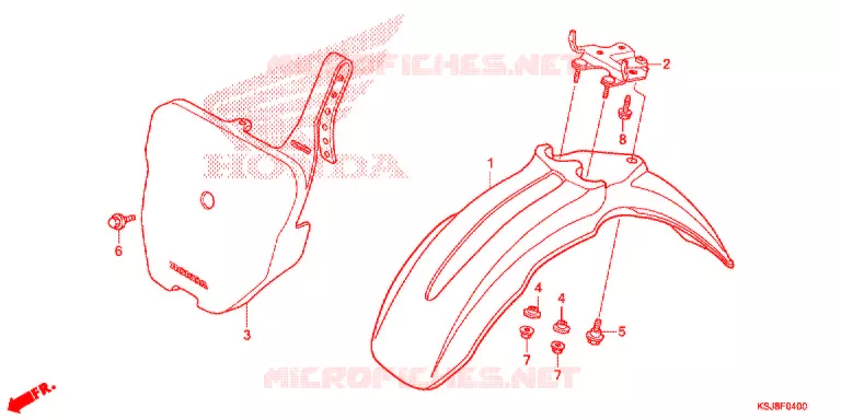 GARDE BOUE AVANT Honda MOTO 80 CRF 2013  CRF80FD