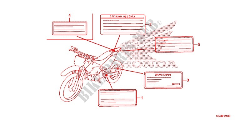 ETIQUETTE DE PRECAUTIONS pour Honda CRF 80 de 2013