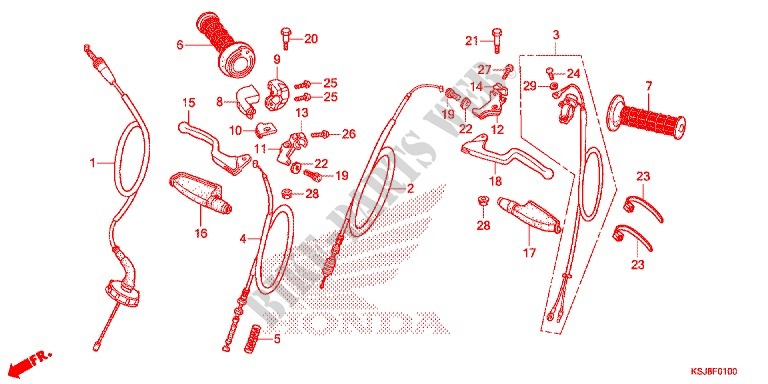 LEVIER DE GUIDON   CABLE pour Honda CRF 80 de 2013