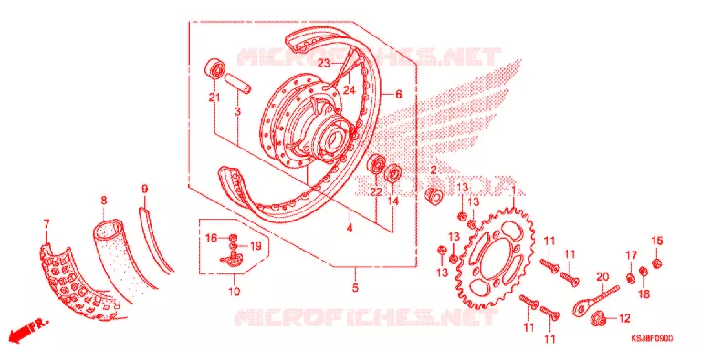 ROUE ARRIERE Honda MOTO 80 CRF 2013  CRF80FD