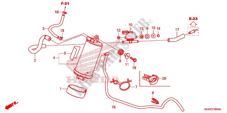SYSTÈME DE RECYCLAGE DES GAZ pour Honda CBR 500 R de 2017
