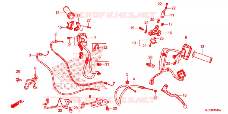 LEVIER DE GUIDON - CABLE - COMMODO Honda MOTO 650 CBR 2017  CBR650FAH