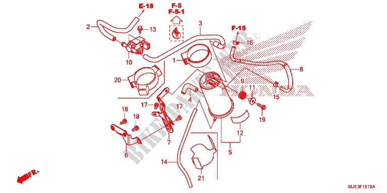 SYSTÈME DE RECYCLAGE DES GAZ pour Honda CBR 650 F ABS ROUGE de 2017