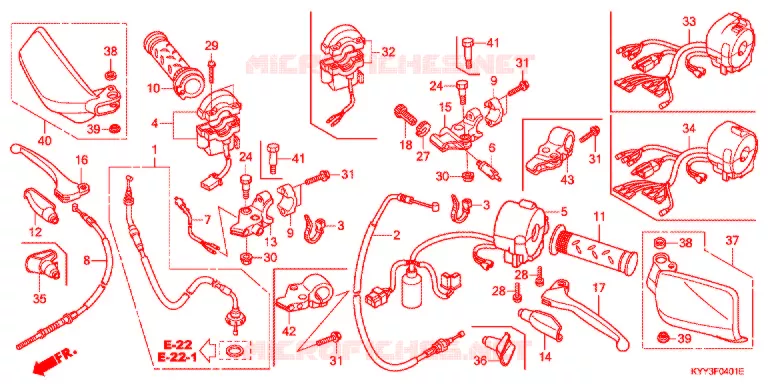LEVIER DE GUIDON - CABLE - COMMODO (2) Honda MOTO 125 ACE 2017  CGX125SHH