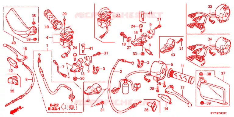 LEVIER DE GUIDON - CABLE - COMMODO (2) Honda MOTO 125 ACE 2017  CGX125SHH_SA