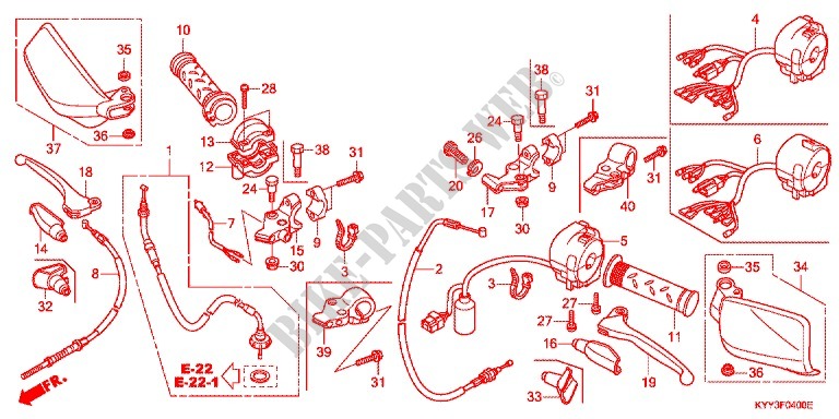 LEVIER DE GUIDON   CABLE   COMMODO (1) pour Honda ACE 125 CASTED WHEELS, TYPE 4KE de 2017