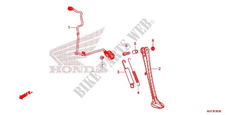 BEQUILLE LATERALE pour Honda AFRICA TWIN 1000 ABS RED de 2017