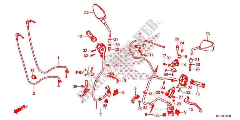 LEVIER DE GUIDON   CABLE   COMMODO (CRF1000/CRF1000A) pour Honda AFRICA TWIN 1000 ABS RED de 2017