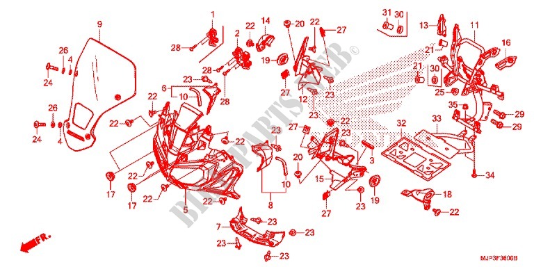 TETE DE FOURCHE pour Honda AFRICA TWIN 1000 ABS RED de 2017