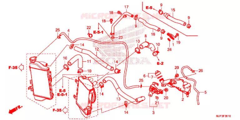 FLEXIBLE DE RADIATEUR Honda MOTO 1000 AFRICA-TWIN 2018  CRF1000AH
