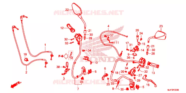 LEVIER DE GUIDON - CABLE - COMMODO (CRF1000/CRF1000A) Honda MOTO 1000 AFRICA-TWIN 2017  CRF1000AH