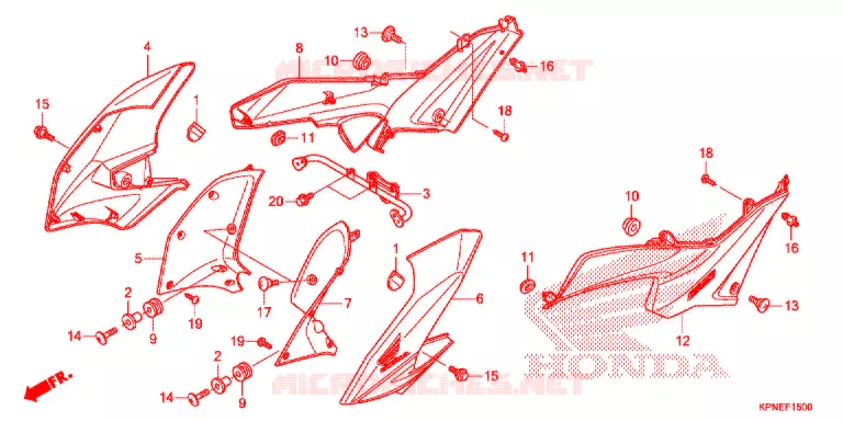 OUIES DE RADIATEUR Honda MOTO 125 CB 2020  GLR1251WHH